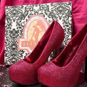 Bordello Fuchsia Sparkle Heels